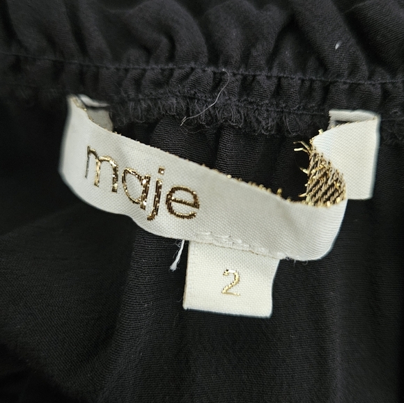 Maje Black Emboidered Smocked-waist Romper Size M - Picture 6 of 9